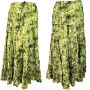 JONES NEW YORK Olive Green Gypsy Peasant Boho Cotton Maxi Skirt - Women's 12